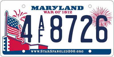 MD license plate 4AF8726