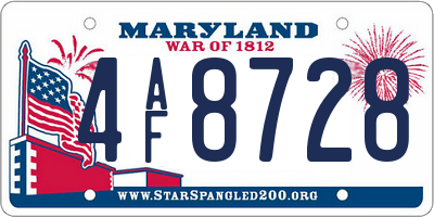 MD license plate 4AF8728