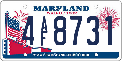 MD license plate 4AF8731