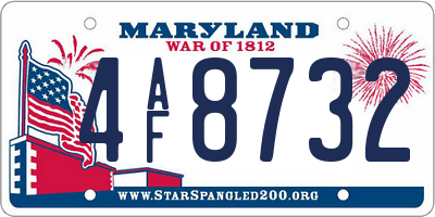 MD license plate 4AF8732