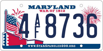 MD license plate 4AF8736