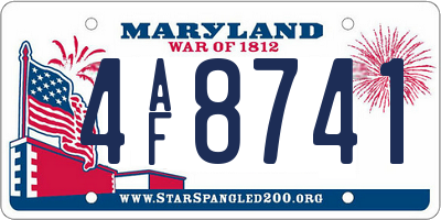 MD license plate 4AF8741
