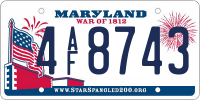 MD license plate 4AF8743