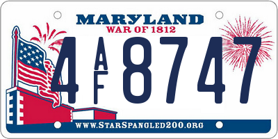 MD license plate 4AF8747