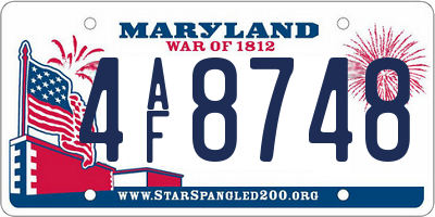 MD license plate 4AF8748