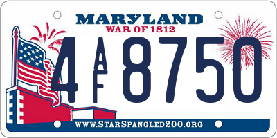 MD license plate 4AF8750