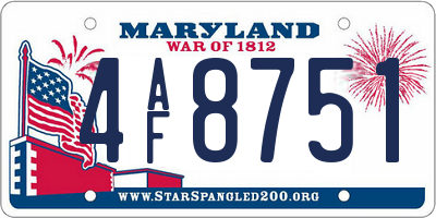 MD license plate 4AF8751