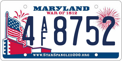 MD license plate 4AF8752