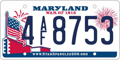 MD license plate 4AF8753
