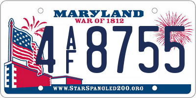 MD license plate 4AF8755