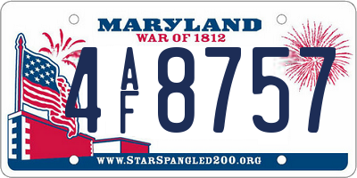 MD license plate 4AF8757