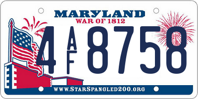 MD license plate 4AF8758