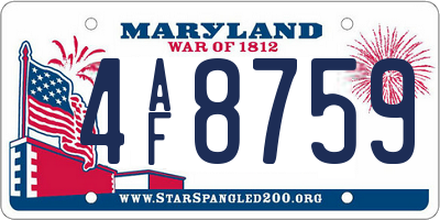 MD license plate 4AF8759