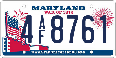 MD license plate 4AF8761