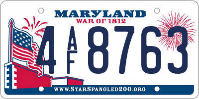 MD license plate 4AF8763