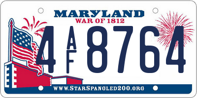 MD license plate 4AF8764