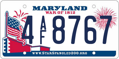 MD license plate 4AF8767