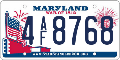 MD license plate 4AF8768