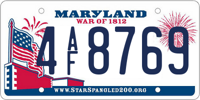 MD license plate 4AF8769