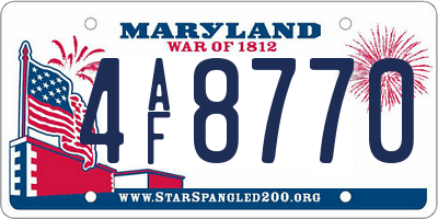 MD license plate 4AF8770