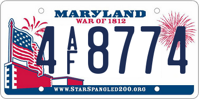 MD license plate 4AF8774
