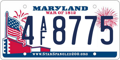 MD license plate 4AF8775