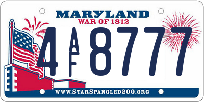 MD license plate 4AF8777