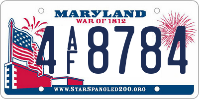 MD license plate 4AF8784