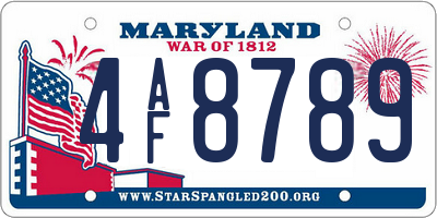 MD license plate 4AF8789