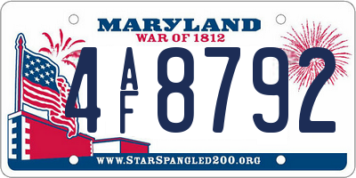 MD license plate 4AF8792