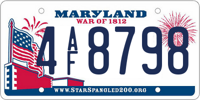 MD license plate 4AF8798