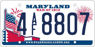 MD license plate 4AF8807