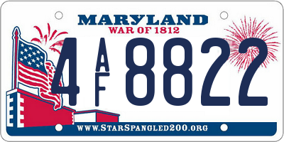MD license plate 4AF8822