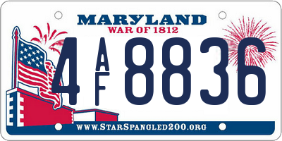 MD license plate 4AF8836