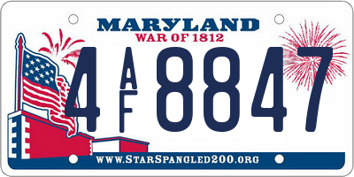 MD license plate 4AF8847