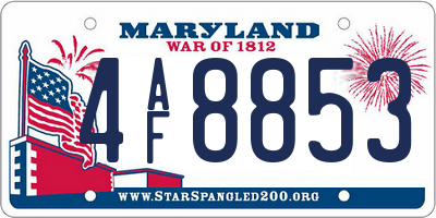 MD license plate 4AF8853