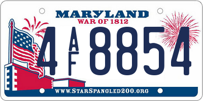 MD license plate 4AF8854