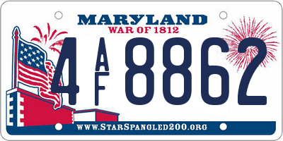 MD license plate 4AF8862