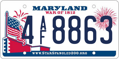 MD license plate 4AF8863