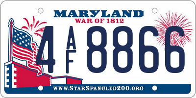 MD license plate 4AF8866