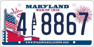 MD license plate 4AF8867