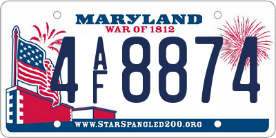 MD license plate 4AF8874