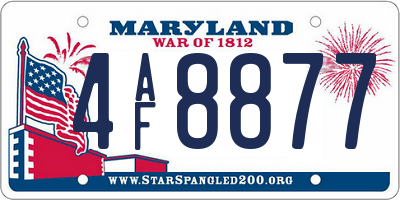 MD license plate 4AF8877
