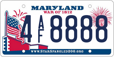 MD license plate 4AF8888