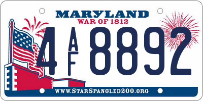 MD license plate 4AF8892