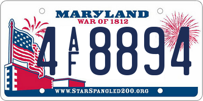MD license plate 4AF8894
