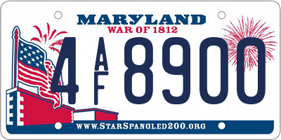 MD license plate 4AF8900