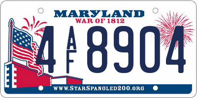 MD license plate 4AF8904