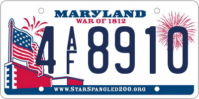 MD license plate 4AF8910