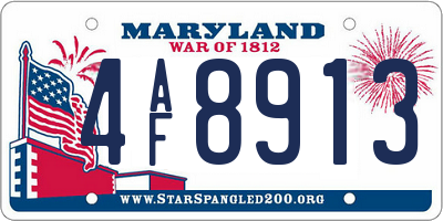MD license plate 4AF8913